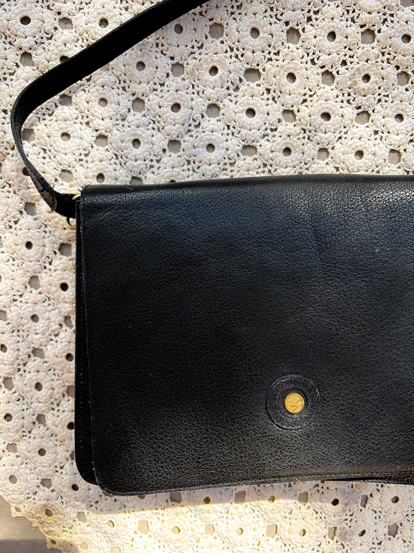 Vintage Black Leather Crossbody