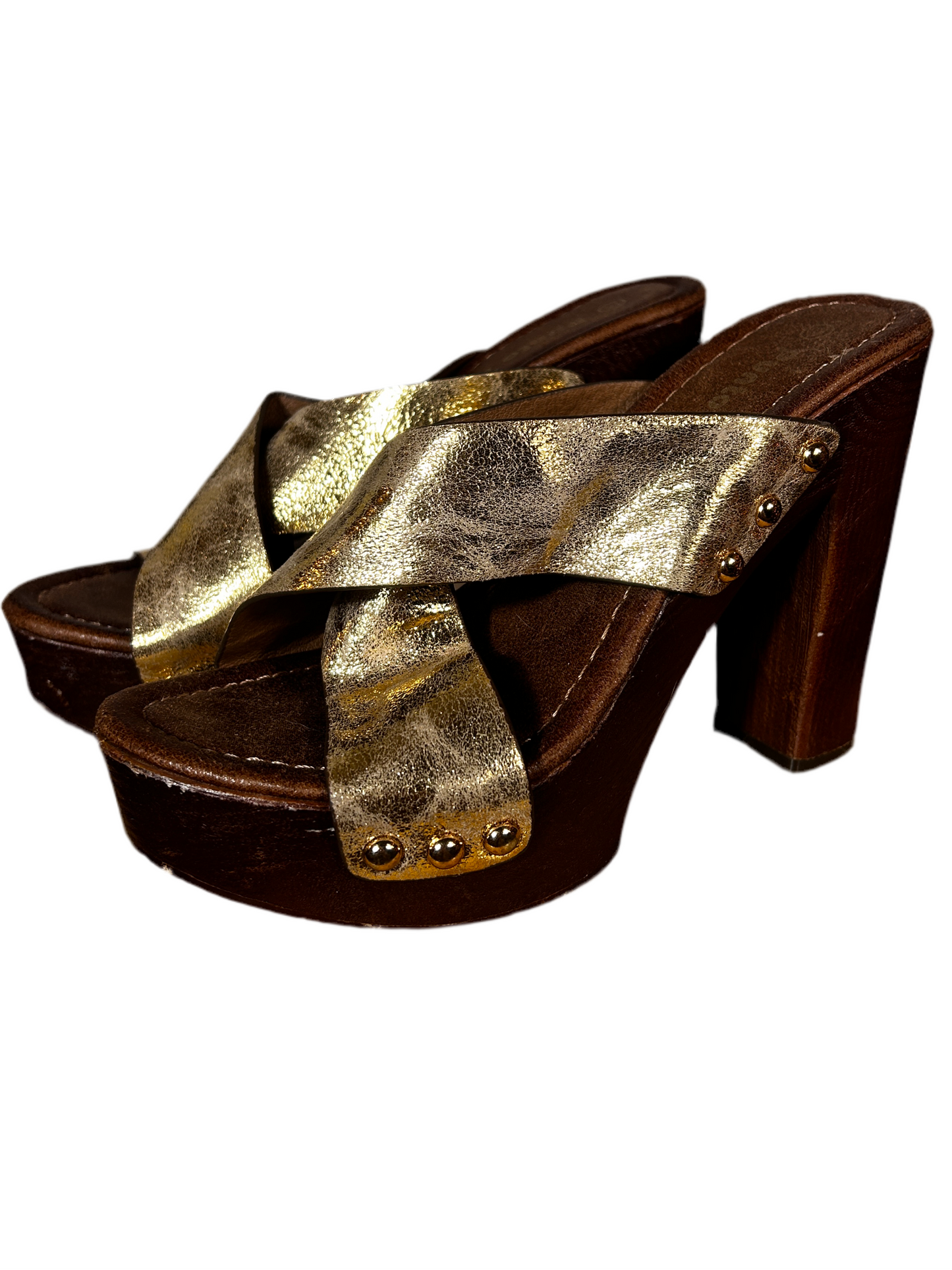 Y2K Gold Platform Clogs