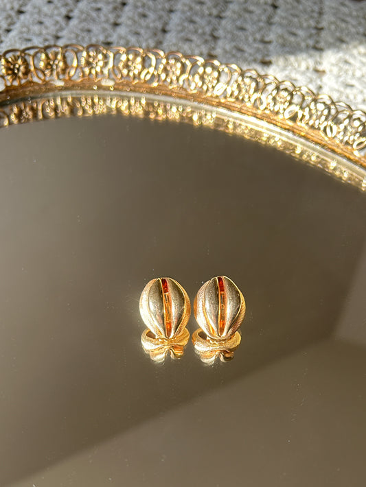 Gold-Tone Basket Clip-On Earrings