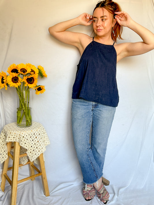 Navy Linen Tank (Large)