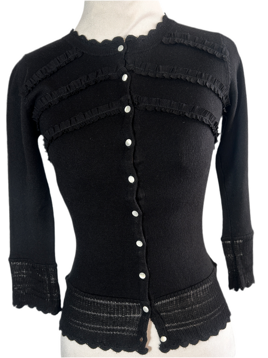 Black Ruffle Cardigan