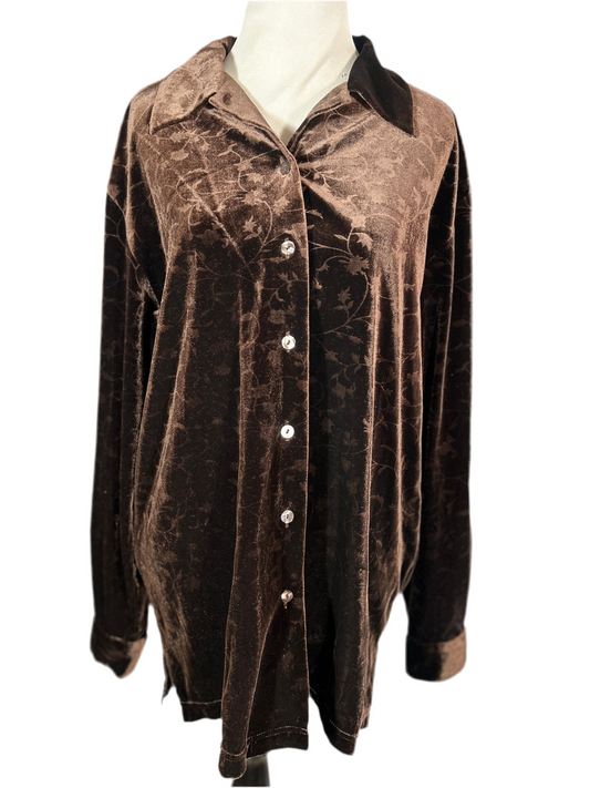 Velvet Embossed Button Up