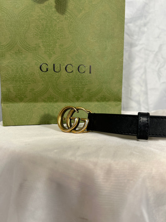 Gucci Black Marmont Thin Black Belt