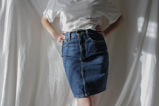 1990s's ESPIRIT Denim Pencil Skirt (Size : 4/26)